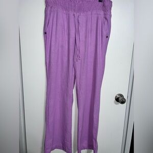Linen pink  Drawstring Pants